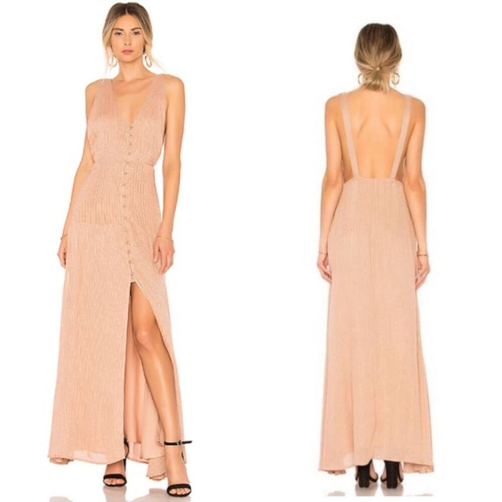 House of Harlow Shane Dress Maxi Button Front Low Back Sz Small